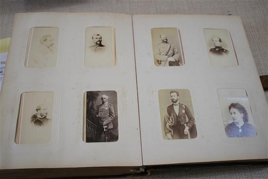 A Victorian photograph album containing 224 cabinet photographs of military figures, politicians, dignitaries, etc., qto, green moroc